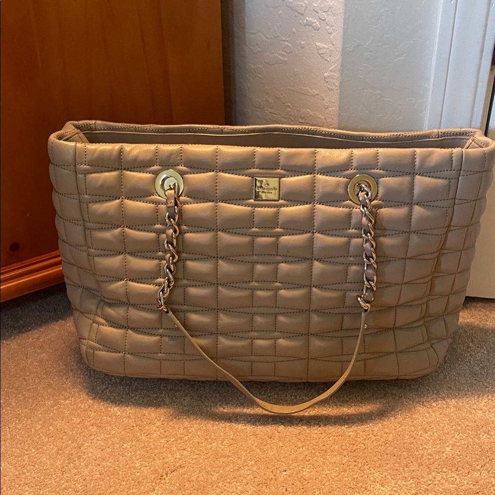 Kate Spade Tan Quilted Tote Bag